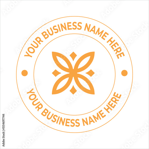 Circular logo template with a tulip flower and customizable business name