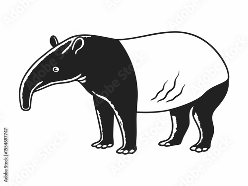 Stylish Tapir Icon Side Profile Large Snout Rainforest M Vector Illustration