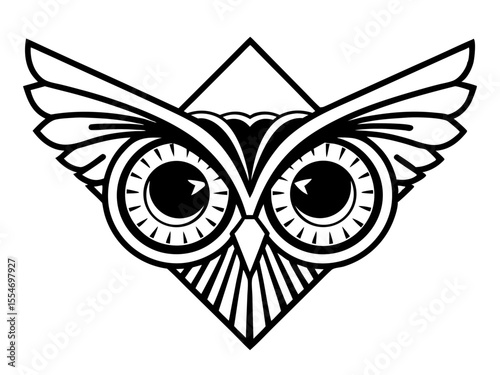 Vibrant Owl Face Icon Large Symmetrical Eyes Minimal Vec Scalable Graphic