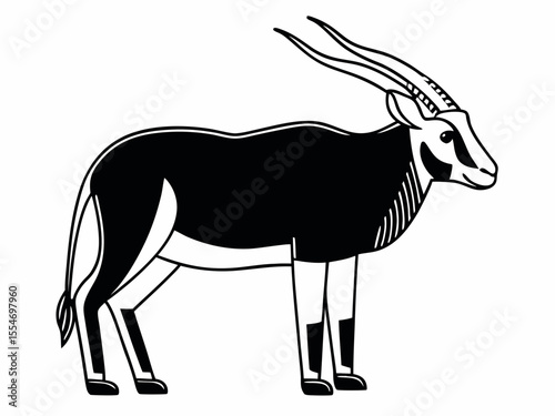 Vibrant Saola Icon Side Profile With Long Parallel Horns Scalable Graphic