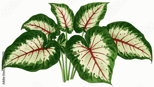 Blissful Pattern Flow Auspicious plants Caladium green isolated watercolor vector illustration svg