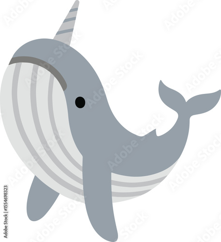 Whimsical narwhal illustration with ocean elements and vibrant colors