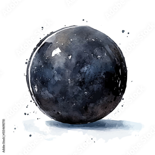 Hockey Ball, watercolor vector, isolated on a white background.
