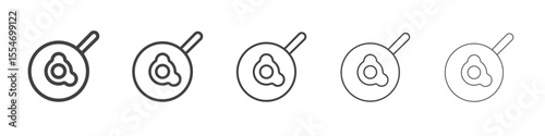 Egg fried icon flat simple outline logo