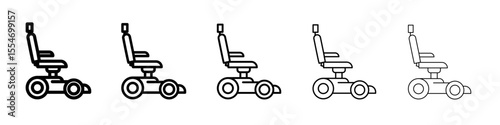 Electric wheelchair scooter icon flat simple outline logo
