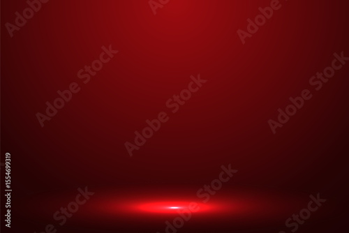 Red product background, abstract studio background in red gradient color, Soft smooth blur backdrop like in a room with spot lights shining on the floor or on the stage, vector illustration