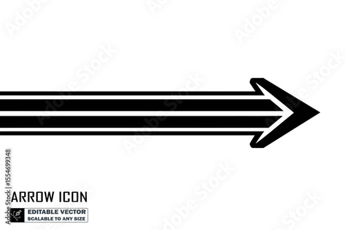 A minimalistic black and white image of a triple lined arrow pointing towards the right direction side