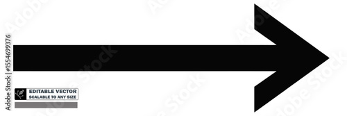 A simple graphic of a bold black arrow pointing to the right on a white background in a minimalist style