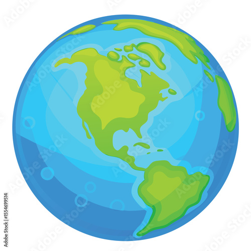 Blue green planet with continents and oceans earth globe