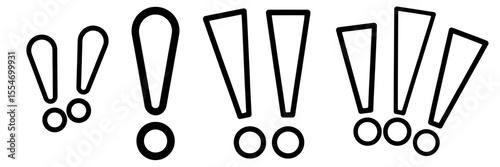 A graphic design of three black exclamation marks with varying heights on a white background space