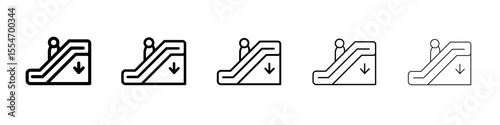 Escalator down icon flat simple outline logo