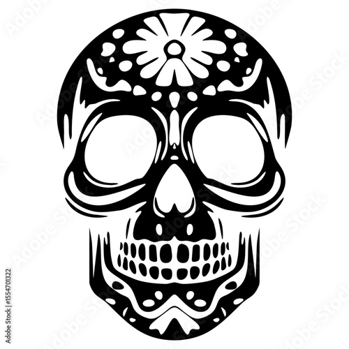 Skull Silhouette: Day of the Dead Tattoo Design