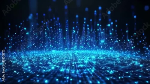 Abstract digital artwork  Blue glowing particles