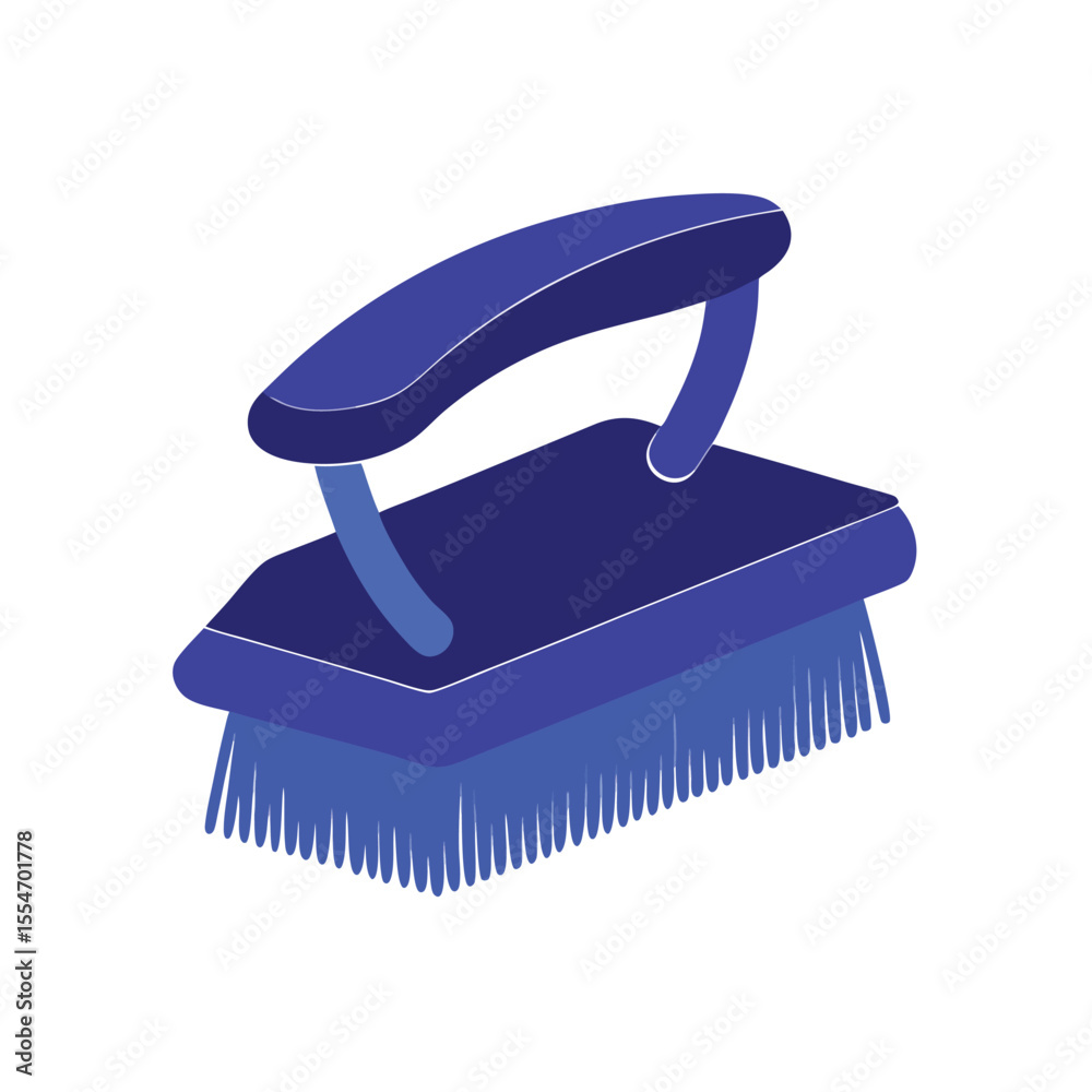 Blue cleaning brush with bristles and handle vector