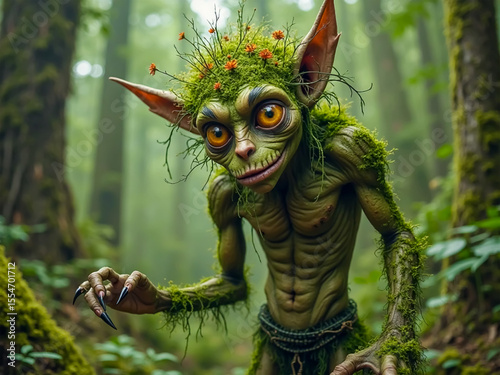 Forest Troll from Scandinavian mythology with mossy skin.