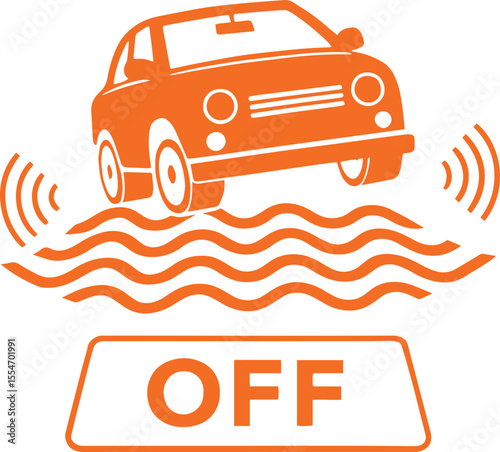 Vehicle Stability Control Warning Light OFF Icon – Car Skid Sensor Alert Symbol Vector