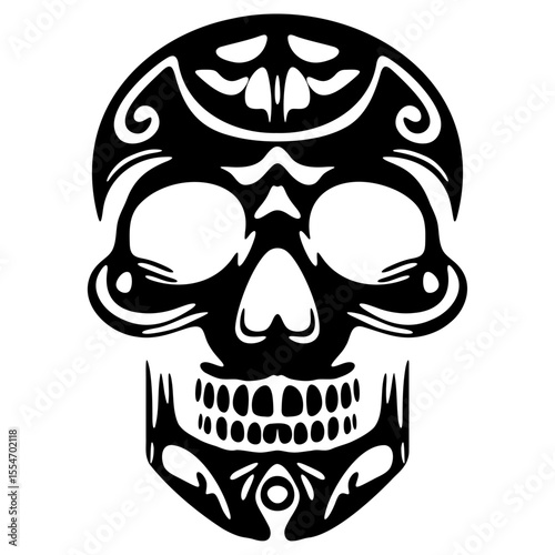Ornate Skull: Black and White Calavera Art