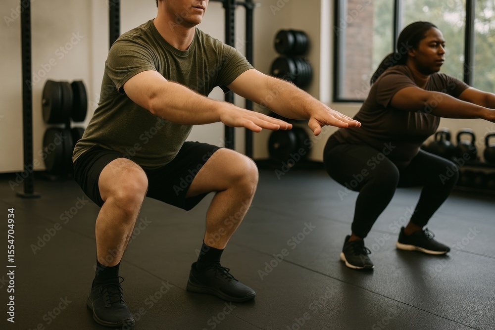 Obraz premium Focused gym workout session.