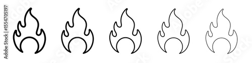 Fire flame icon flat simple outline logo