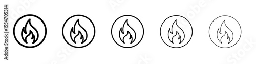 Fire icon flat simple outline logo