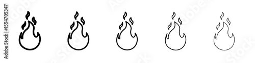 Fire icon flat simple outline logo