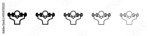 Fitness exercise icon flat simple outline logo