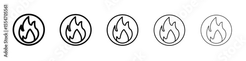Flame fire icon flat simple outline logo