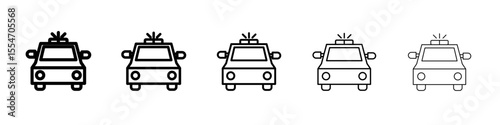 Flashing police car icon flat simple outline logo