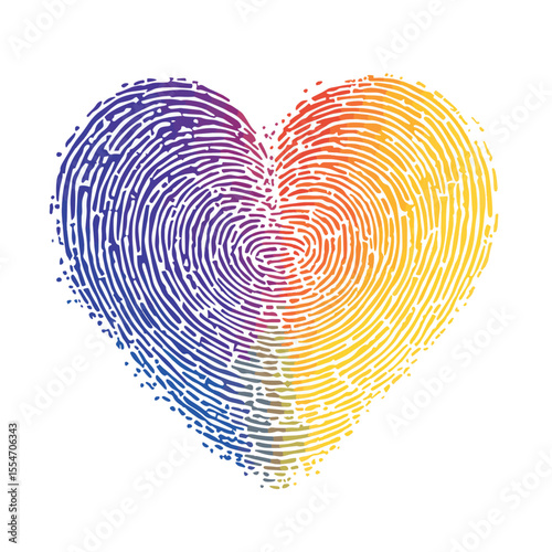 fingerprint heart isolated on white, vector style simple color