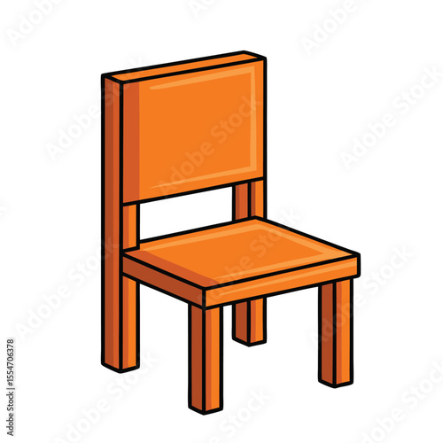 Orange chair simple isometric vector illustration furniture