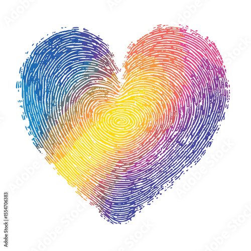 fingerprint heart isolated on white, vector style simple color