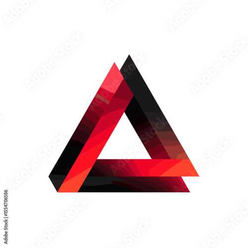 A powerful and modern brand icon shaped like a triangle in flat futuristic colors.