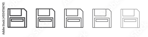 Floppy disk icon flat simple outline logo