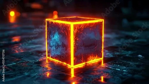 Illuminated Cube on a Dark Surface