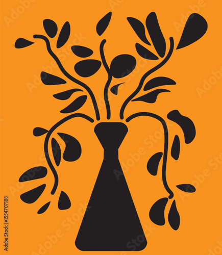 Vector illustration of a vase with flowers