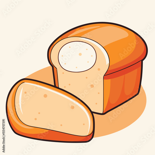 Orange loaf bread slice with crumbs vector
