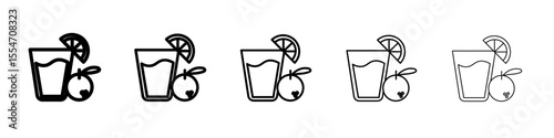 Fruit juice icon flat simple outline logo