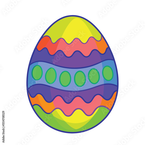 Colorful wavy patterned easter egg vector illustration