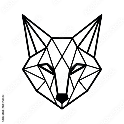 Geometric Crystal Fox Face Drawing Vector
