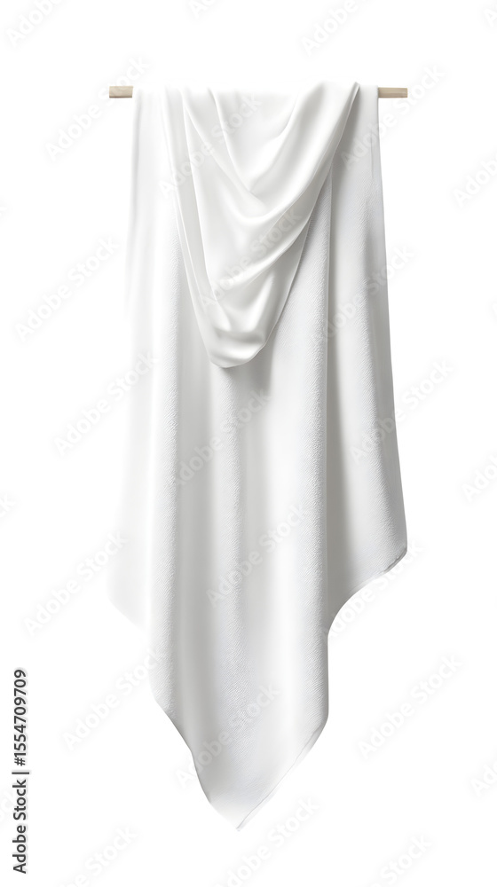 Fototapeta premium realistic organic cotton towel mockup, side view hanging, isolated on transparent background