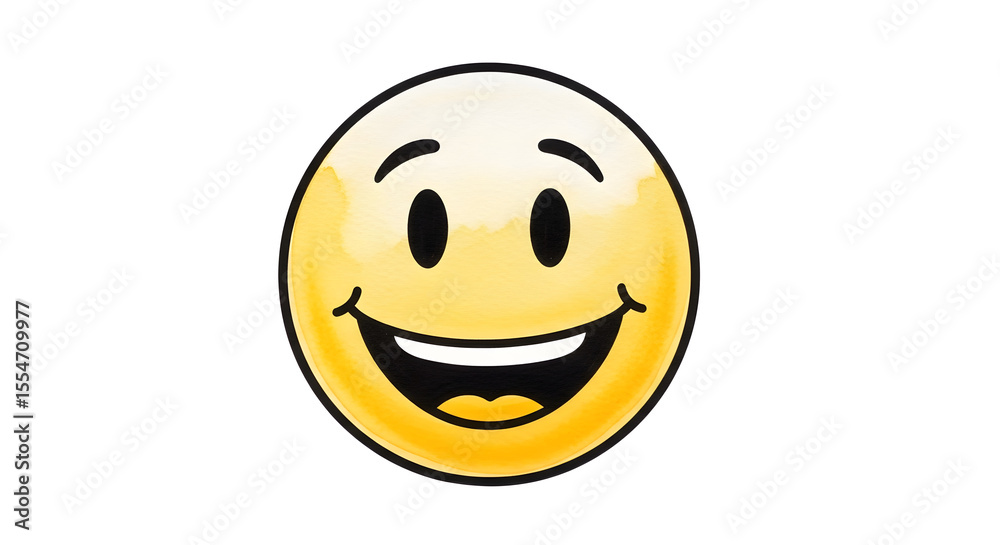 Fototapeta premium A cheerful, cartoon smiley face with a wide, joyful grin.