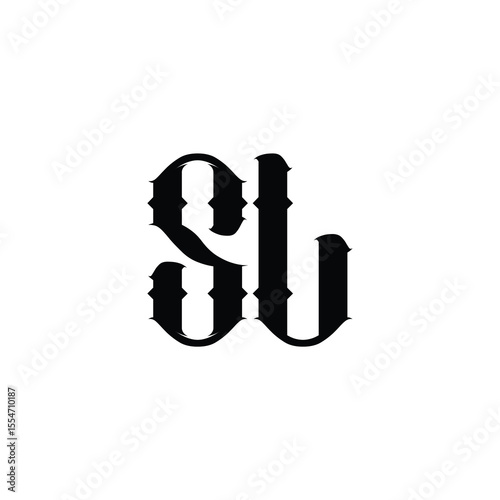 SL monogram logo design letter text name symbol monochrome logotype alphabet character simple logo