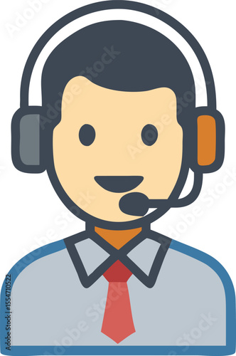 smiling-representative-in-headset-with-copy-space icon