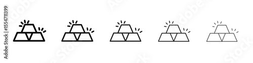 gold bars icon flat simple outline logo