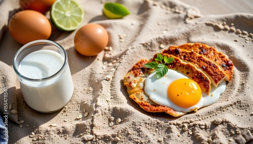 Fried egg breakfast delight kitchen food photography bright natural light top view wholesome ingredients
