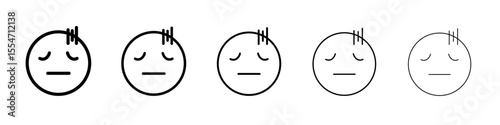 Guilty face emoji icon flat simple outline logo