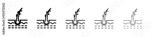 Hair Split Ends icon flat simple outline logo