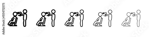 hairdresser at work icon flat simple outline logo