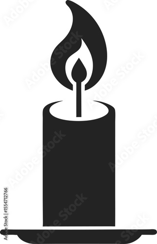 Stylized graphic of a candle with dripping wax in minimalist black and white
