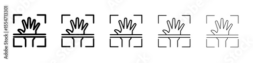 Hand scan icon flat simple outline logo